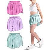 KEREDA Girls Flowy Shorts,Butterfly Shorts for Teen Girls with Spandex Liner 2-in-1 Kids Preppy Athletic Clothes