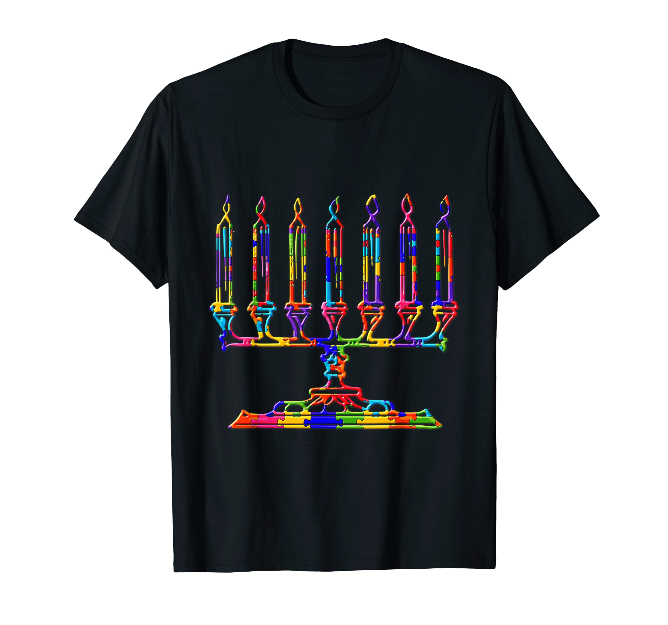 Menorah Hanukkah Jew Judaism Jigsaw Autism Puzzle T-Shirt