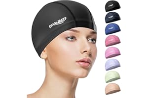 COOLMATE Fabric Swim Cap for Adult Women Men Kid 3 4 6 8 14 16, Silicone Water Resistant Layer, Cloth Swim Cap Gifts for Swimmers, Lightweight for Pool, Lap Swimming (1 pc)
