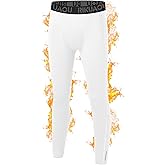 RIKUAOU Boys' Thermal Pants Fleece Lined Compression Leggings, Youth Football Base Layer, Kids Sports Tights Cold Weather