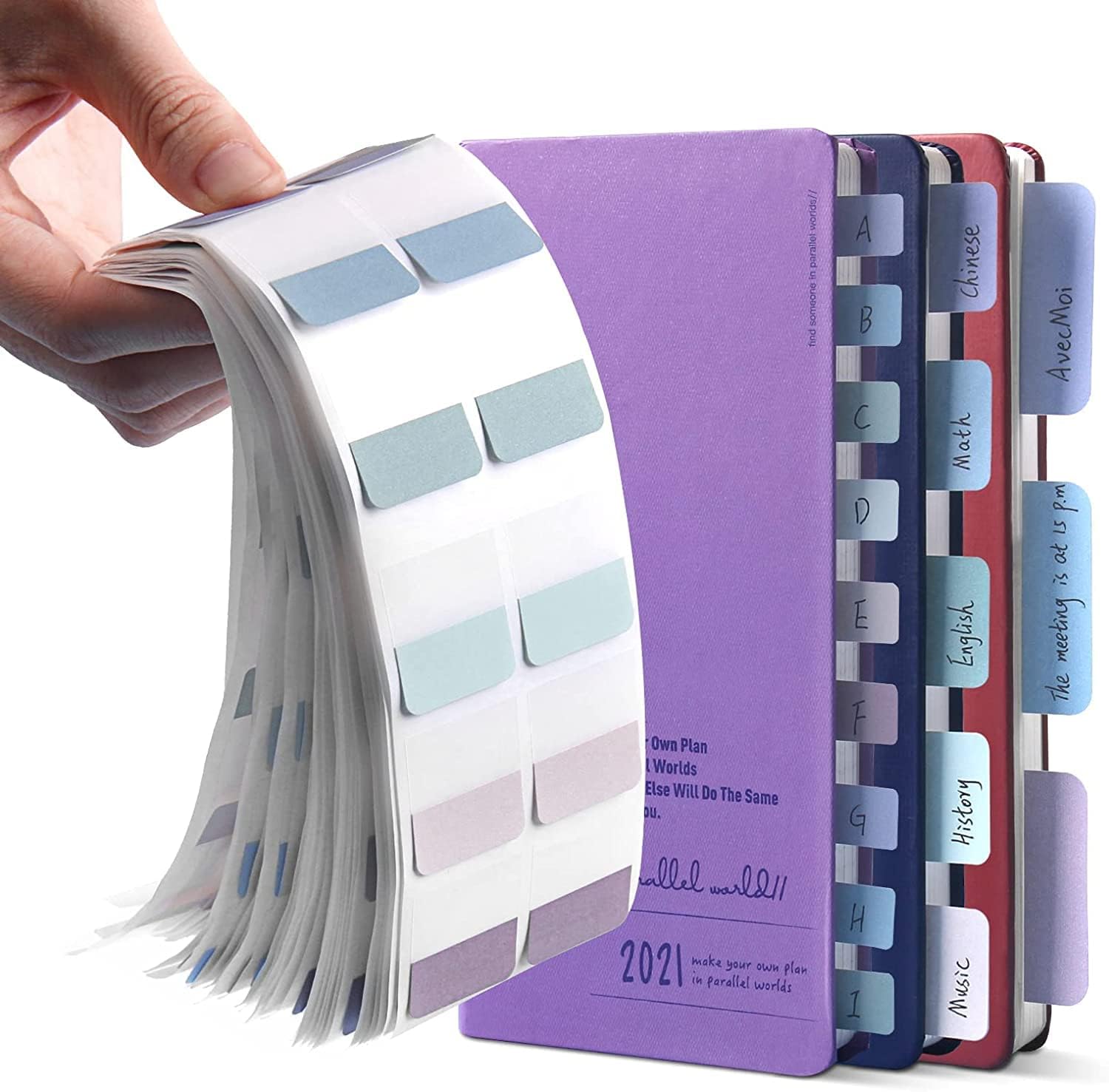 NOGAMOGA 420 Pcs Sticky Index Tabs, 0.47/0.98/1.77 Inch Colored Book Sticky Tabs, Writable and Repositionable File Tabs Flags for Books, Binders and File Folders (Morandi) Index Tabs
