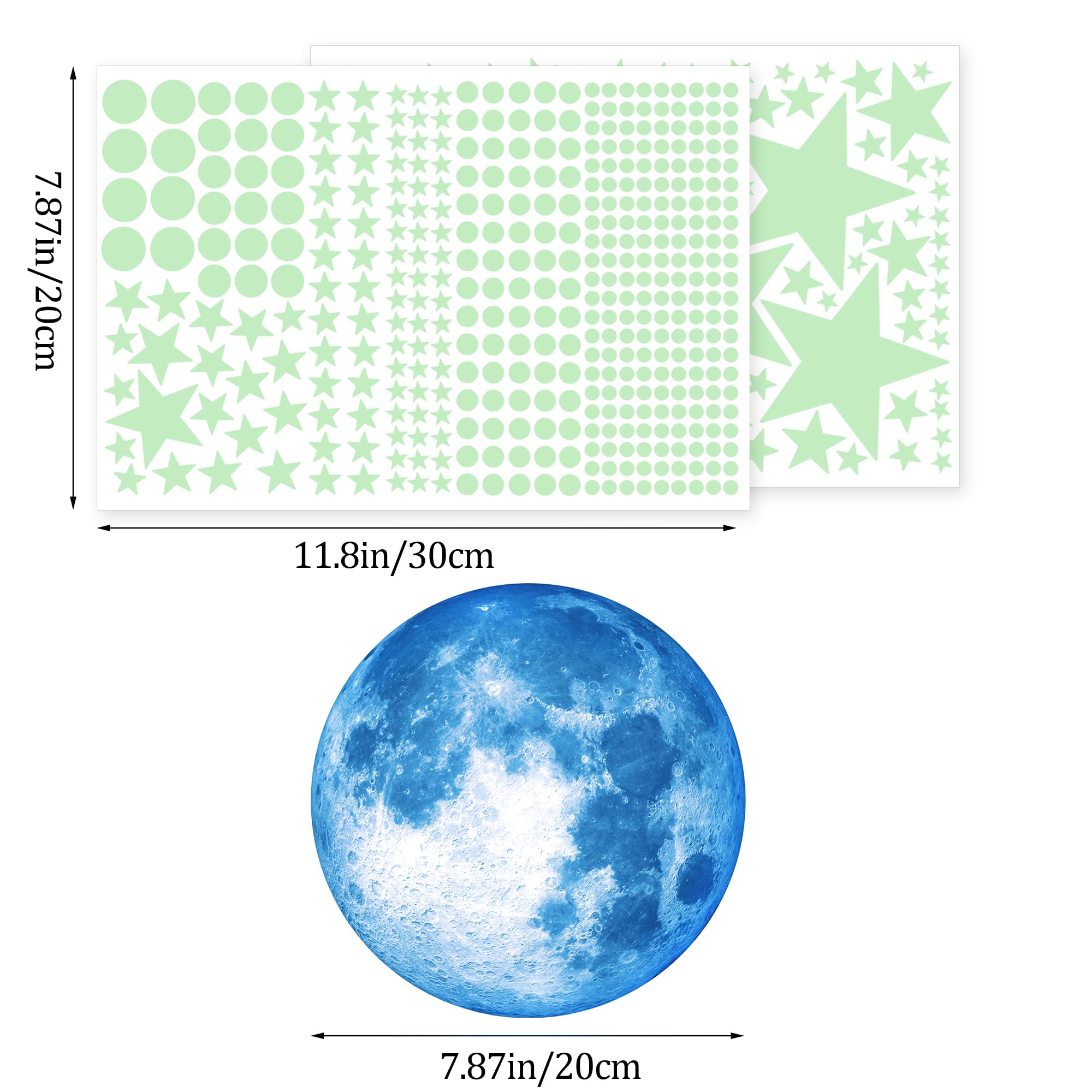492Pcs Glow in The Dark Stars for Ceiling Moon and Space Wall Decals Glowing Galaxy Universe Planet Wall Stickers Kids Boys Bedroom Living Room Decor