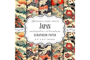 Japan Scrapbook Paper: 20 Double Sided Decorative Craft Paper Sheets | Ideal for Decoupage, Origami, Journaling, Card Making, & More | 8.5" x 8.5" | Premium Color