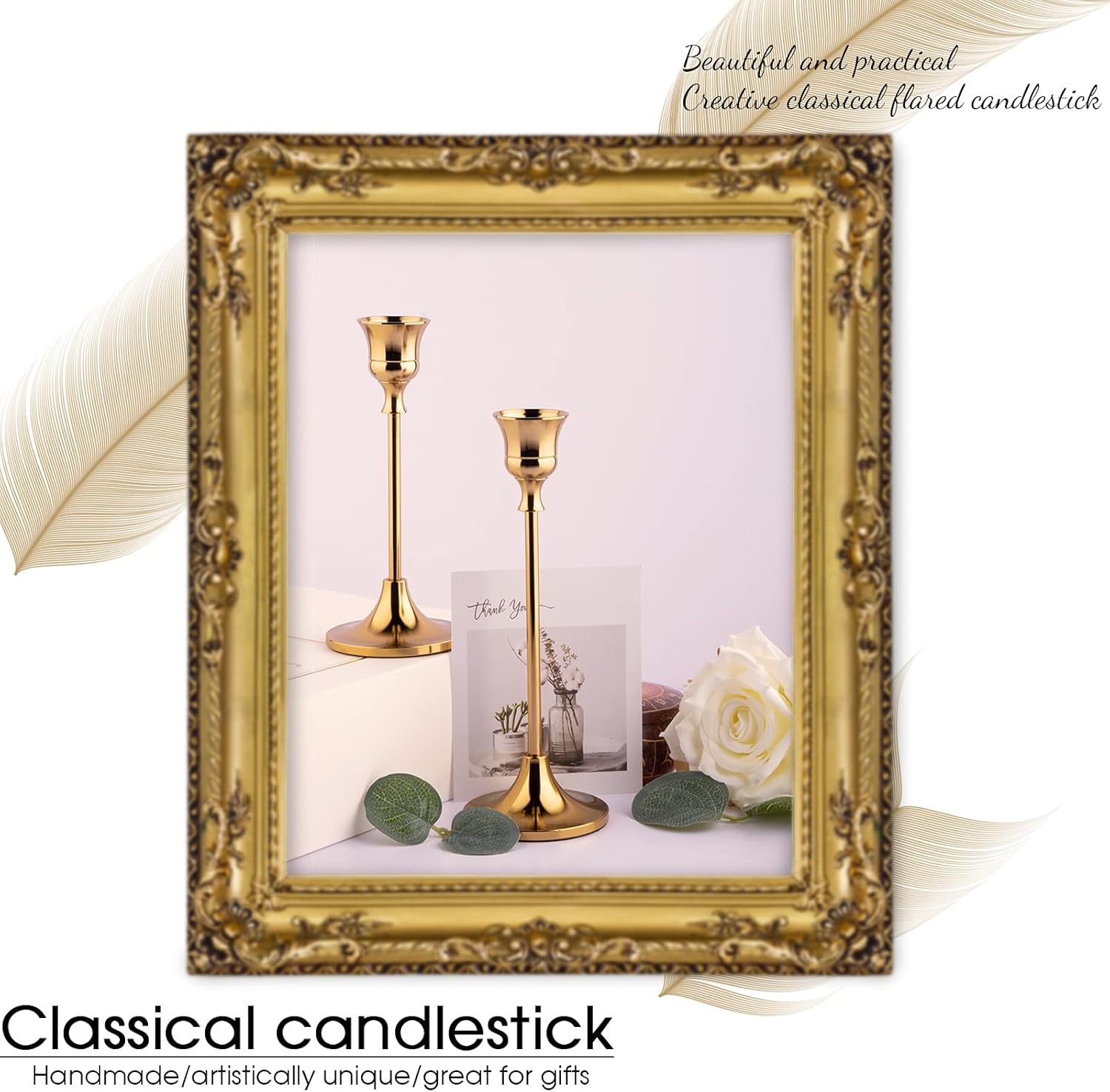 Candlestick Holders Taper Candle Holders, Brass Gold Candlestick Holder Set 3 Pcs Candle Stick Holders kit Decorative Candlestick Stand for Wedding Party Dinning (Brass Gold): Kitchen & Dining