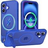 TAURI Magnetic for iPhone 16 Case with Stand, [Compatible with MagSafe] Military-Grade Protection, [Translucent Matte] Shockproof Kickstand Case for 16 6.1", Blue