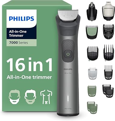 Multigroom série 7000 Tondeuse tout-en-un 16 accessoires – tondeuse pour barbe, cheveux et corps, lames en métal auto-affûtées, 21 hauteurs de coupe (0,5-16 mm), modèle MG7931/15