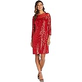 Stylish Sequin Illusion Sheath Dress W/Long Sleeves & Sheer Yoke - Party & Evening Wear