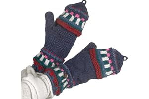 Tribe Azure Fair Trade Gloves Winter Women Warm, Wool Mittens Womens, Convertible mitten, Cable Knit Womens Mittens Fleece