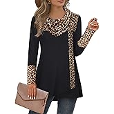 Furnex Women's Long Sleeve Cowl Neck Tunic Top Casual Pullover Sweatshirt