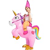 Spooktacular Creations Kids Inflatable Halloween Costume, Riding a Unicorn, Colorful Air Blow-up Set with Hat Hallowen Party