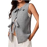 MakeMeChic Women's Maternity Sweater Vest Tie Front Sleeveless Knit Pregnancy Outerwear