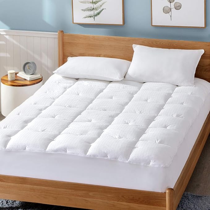 Bedsure Cotton Queen Mattress Pad, Upgraded Thick Breathable Quilted