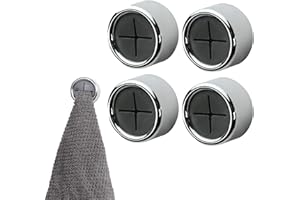 4 Pack Kitchen Towel Holder, Round Adhesive Push Towel Hooks for Kitchen Hand and Dish Towels, Grey