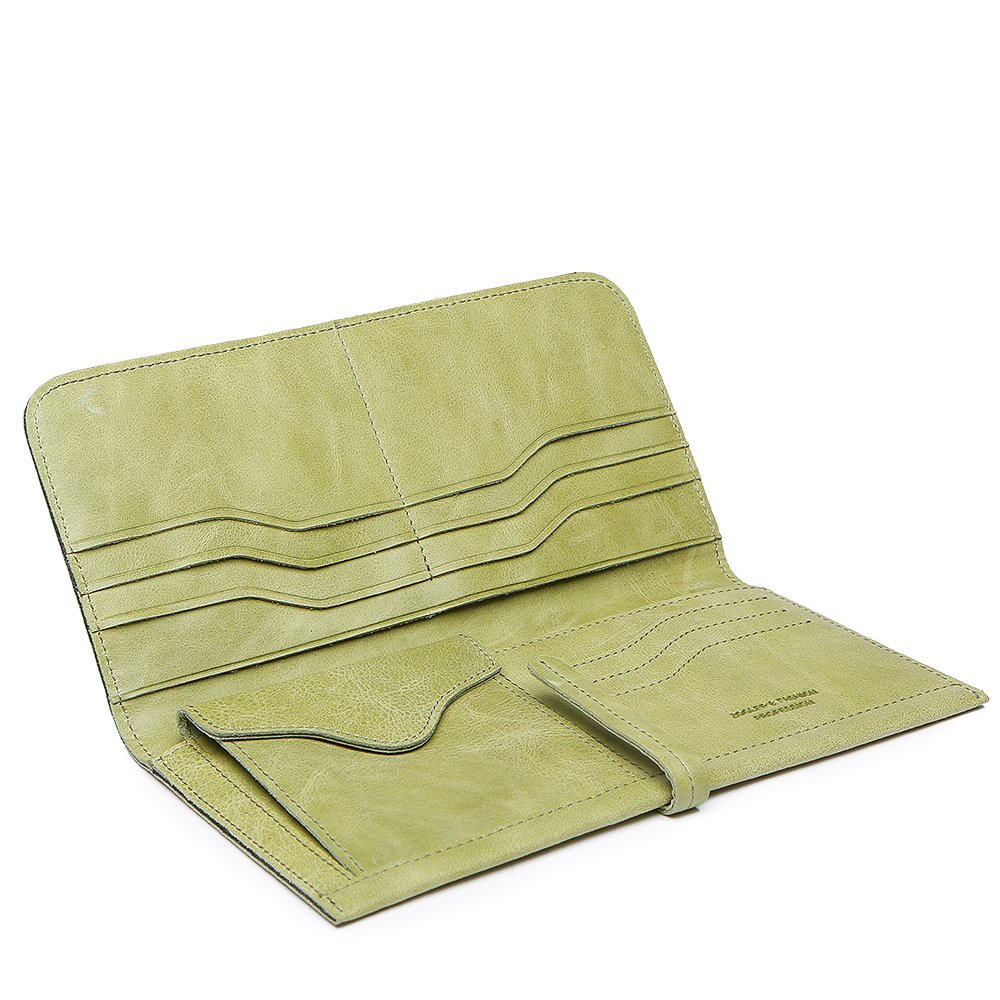 ZOOLER GLOBAL Women’s Genuine Leather Clutch Wallets Wristlet Organizer Purse with Large Space Card Hold Green