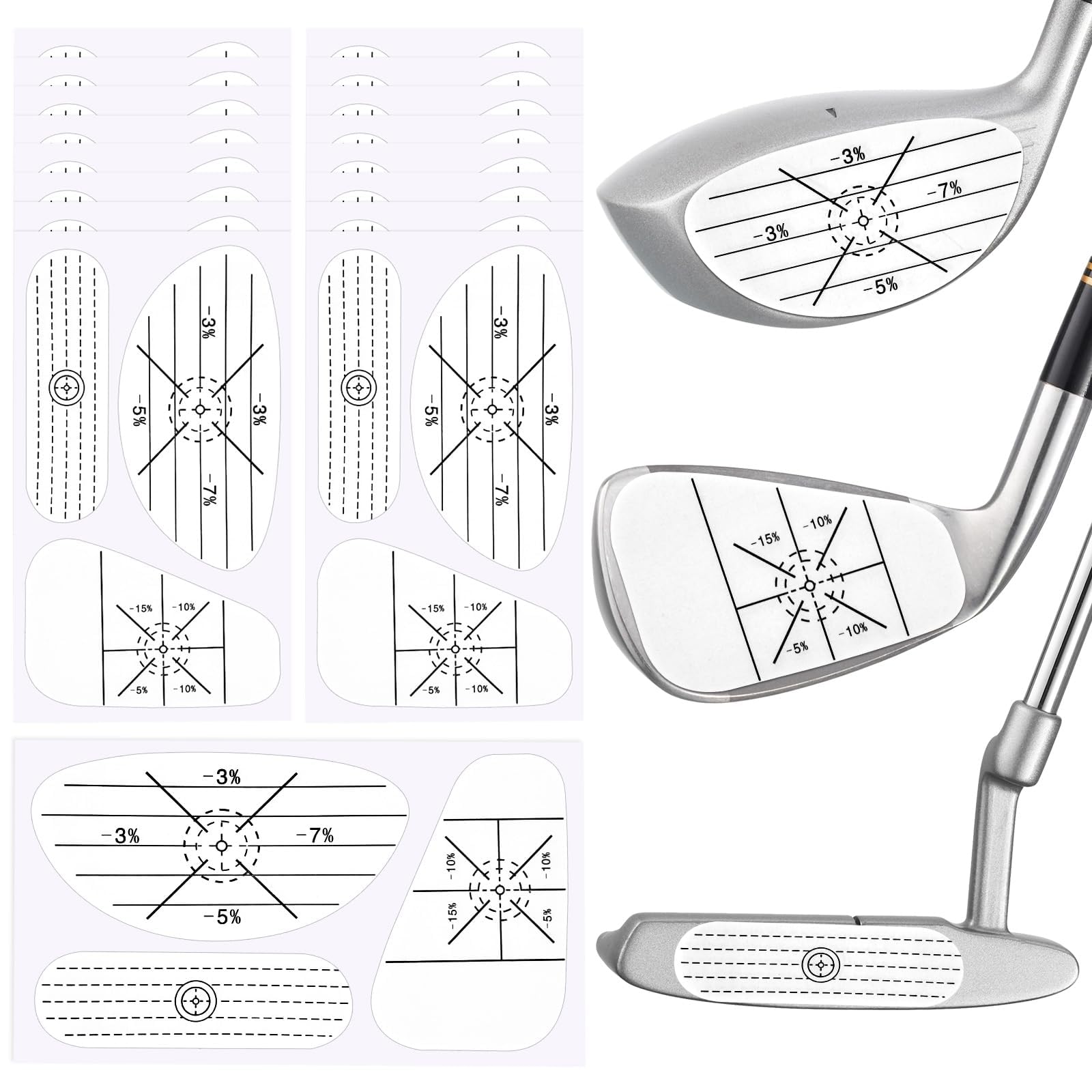 OSDUE Golf Impact Tape Set,360PCS Club Impact Stickers for Woods Irons and Putters, Self-Teaching Sweet Spot and Shot Consistency Analysis, Useful Training Aid Improve Swing Accuracy
