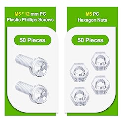 Pzsmocn 100 Pieces/50 Sets M5*12 mm PC Transparent