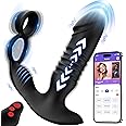 Lotene Prostate Massager Male Sex Toys for Men - 3IN1 Male Sex Toy with Dual Cock Ring, App & Remote Control Prostate Vibrator Toy, 7 Thrusting & Vibrating Modes Anal Dildo Plug Adult Toys for Men