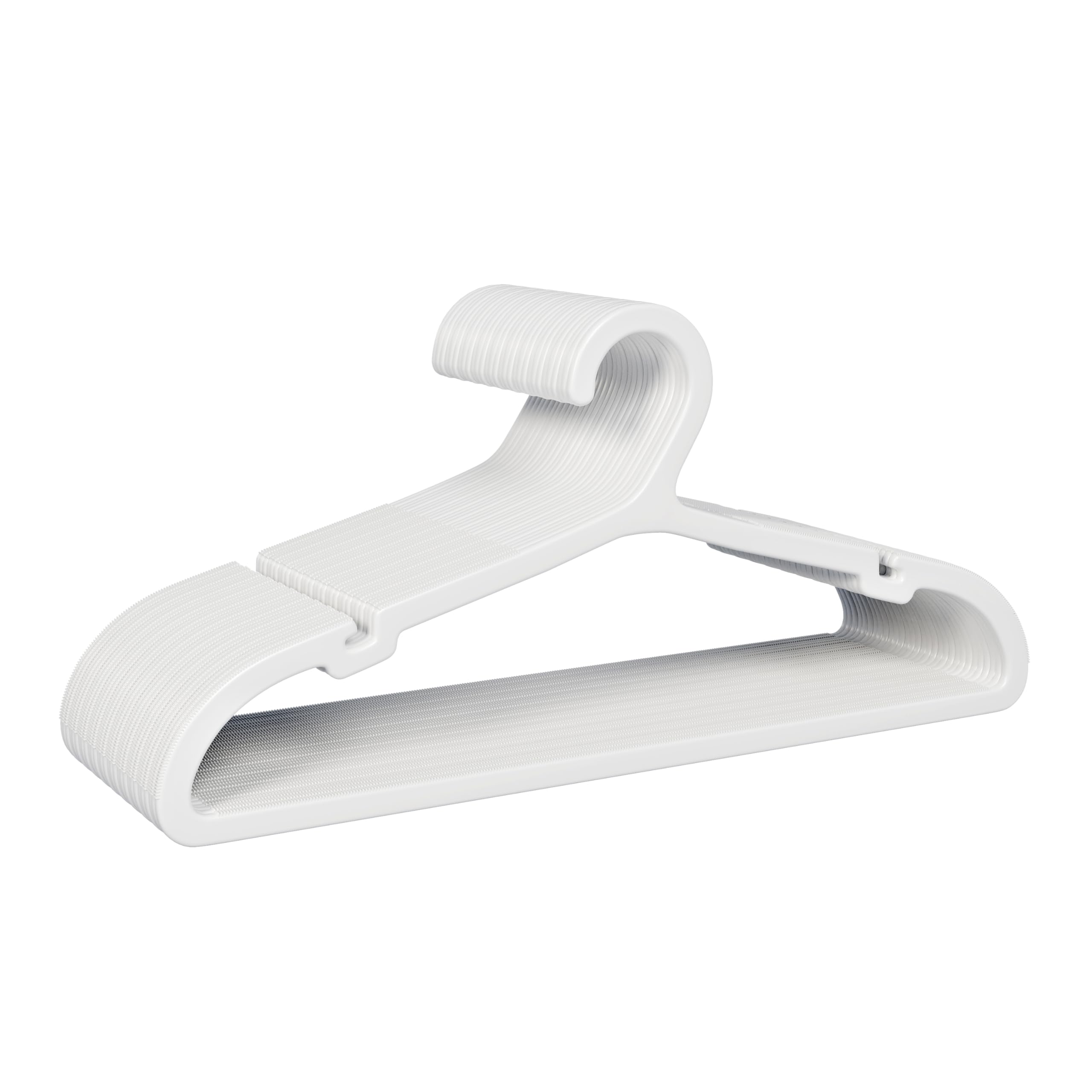 Photo 1 of ABHENG 30 Pack Clothes Hangers, Non Slip Plastic Coat Hangers, Space Saving Hangers, Heavy Duty, Hanging Dry Wet Clothes, 16.4" x 8.3", White, UAPY0530W