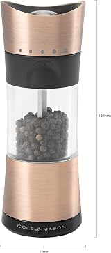 Cole & Mason Horsham Copper Pepper Mill 5 Settings Mess Free Inverta 154mm view 2