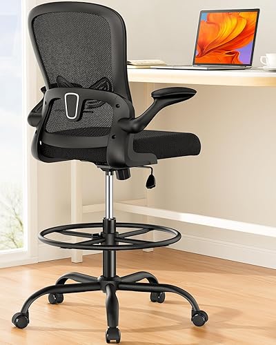 ErGear Drafting Chair, Standing Desk Chair with Flip-Up Armrests