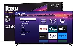 Roku Smart TV – 75-Inch Pro Series 4K QLED RokuTV with Backlit Roku Voice Remote Pro, Dolby Vision IQ, 120Hz Refresh Rate – Live Local News, Sports, Gaming