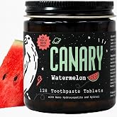 Canary Nano Hydroxyapatite Toothpaste Tablets Watermelon- Remineralizing, Fluoride Free, All Natural Tabs with Xylitol - Great for Kids, Plastic Free - 126 Count