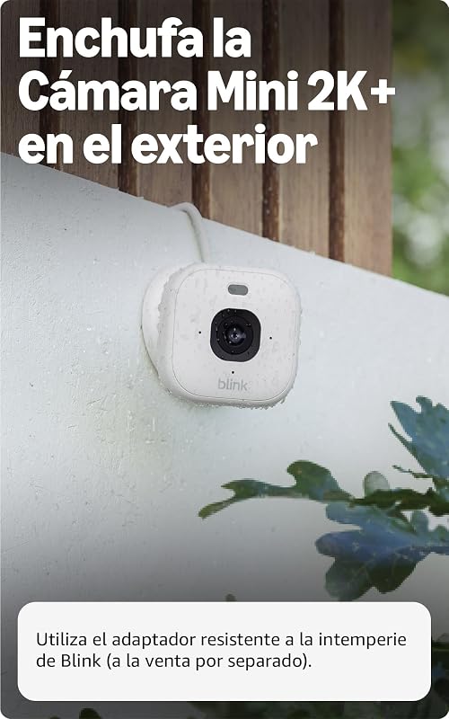 Câmara Blink Mini 2K+ (última geração) | Câmara de segurança doméstica com ficha, resolução de vídeo 2K, zoom 4x, visão noturna a cores | Compatível com Alexa | 1 câmara - Branca