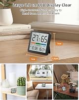 NOKLEAD Room Thermometer Hygrometer Digital Indoor Thermometer with Clock view 5