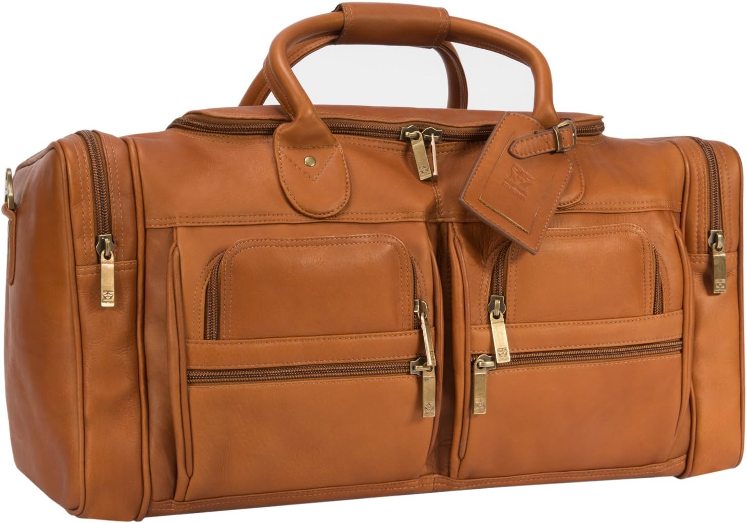 Duffel Bag -New York- by Muiska | Leather Travel Sports Overnight Bag Perfect Weekender Duffle in Saddle