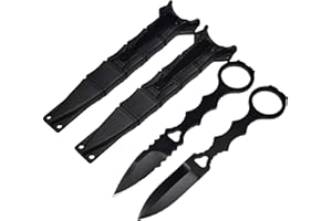 Behawk 2Pcs 6.7" Tactical Knife with Sheath,Protable Fixed Blade Knife,EDC Knife,Spear Point Serrated Edge Blade with Pocket Cip For Camping Hunting Hiking Fishing1