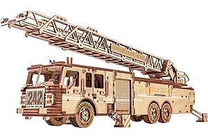 Wood Trick Rescue Firetruck Wooden 3D Puzzles for Adults and Kids to Build - Rides up to 20 ft - Wooden Models Engineering DIY Project Mechanical 3D Wooden Puzzle Model Kits for Adults