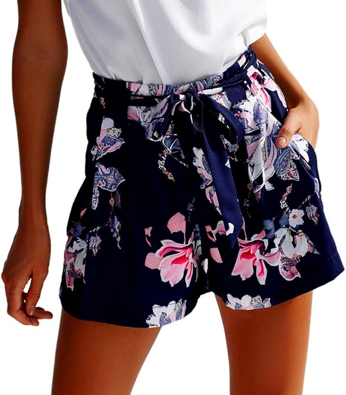 high rise belted camo print shorts