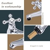 Wasserrhythm Victorian Basin Pillar Taps Pair Chrome Brass Cross Lever view 6