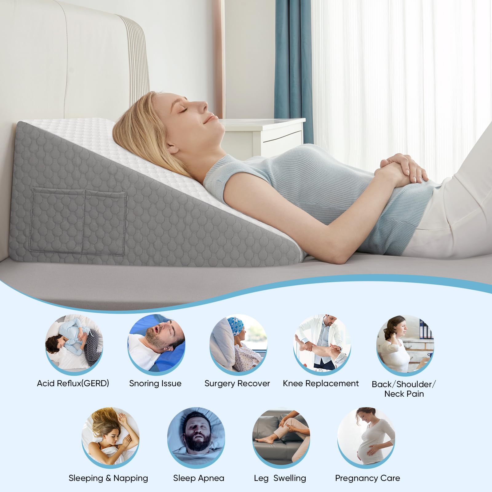 Forias Wedge Pillow for Acid Reflux Relief 12