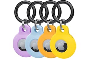 Kanya Silicone Case Compatible with AirTag,4 Pack Soft Anti-Scratch Shockproof Protective AirTag Skin Cover Holder with Carab