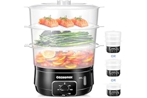 Cozeemax Electric Food Steamer for Cooking 3 Tier, 13.7QT Vegetable Steamer for Fast Simultaneous Cooking, Veggie Steamer, Fo