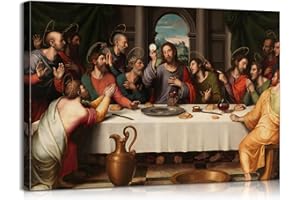 MISTYEFLY Last Supper Wall Decor Jesus Picture Christian Home Decor Leonardo Da Vinci Paintings The Last Supper Painting The Last Suppers Religious Canvas Wall Art for Dining Room Home Decor (12''Hx18''W)