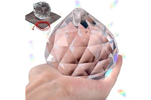 LULONPON 3.15Inch Hanging Large Prism Pendant,Prisms Sun Catcher Rainbow Maker Crystal Sunshinecatchers for Windows, Crystal Sunshinecatcher Pendant,Hanging Crystals with 1 Cloth Bag and 1 Lanyard