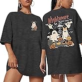 Halloween Oversized Shirts for Women Spooky Season T-Shirt Halloween Pumpkin Costume Ghost Fall Tees Top