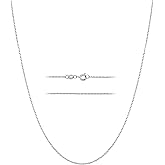 KISPER Sterling Silver Cable Link Chain Necklace –Thin, Dainty, Sterling Silver Plated Stainless Steel Jewelry for Women & Men with Spring Ring Clasp