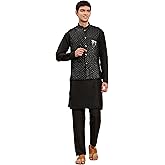 Pro-Ethic Style Developer Mens Indian Traditional Cotton Kurta Set With Velvet Jacket (Waistcoat) For Men (C-115)