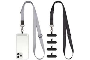 COOKOOKY Phone Lanyard, Universal Crossbody Patch Phone Lanyards, Cell Phone Lanyard Adjustable Phone Strap for iPhone Case ID Badges and Most Smartphones (Grey)