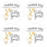 80PCS A Little Silly Goose Baby Shower Stickers Yellow Silly Goose Thank You Stickers for Farm Animals Baby Shower Birthday Decors Party Favors Supplies Candy Envelope Seals & Goodie Bags