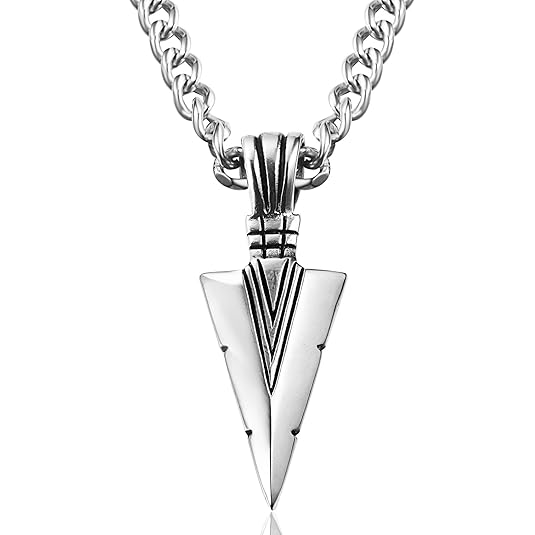 Jstyle Edelstahl Pfeil Herren Anhänger Punk Halskette für Männer mit 61CM Ketten silberweiß