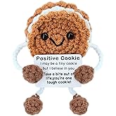 Zelaxeyi Positive Cookie Theme Crochet Doll, Inspirational Gift for Men, Women, Friends and Teens, Mini Handmade Crochet Cookie Doll, Christmas Birthday Gift, Emotional Support Decor