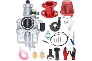Banway VM22 26mm Carburetor Compatible for Predator 212cc Honda GX160 GX200 196cc CT200U KT196 Moto Mini Bike Race and Go Kart 6.5HP Engine Air Filter Inlet Pipe Manifold Throttle Handle Cable (Red)