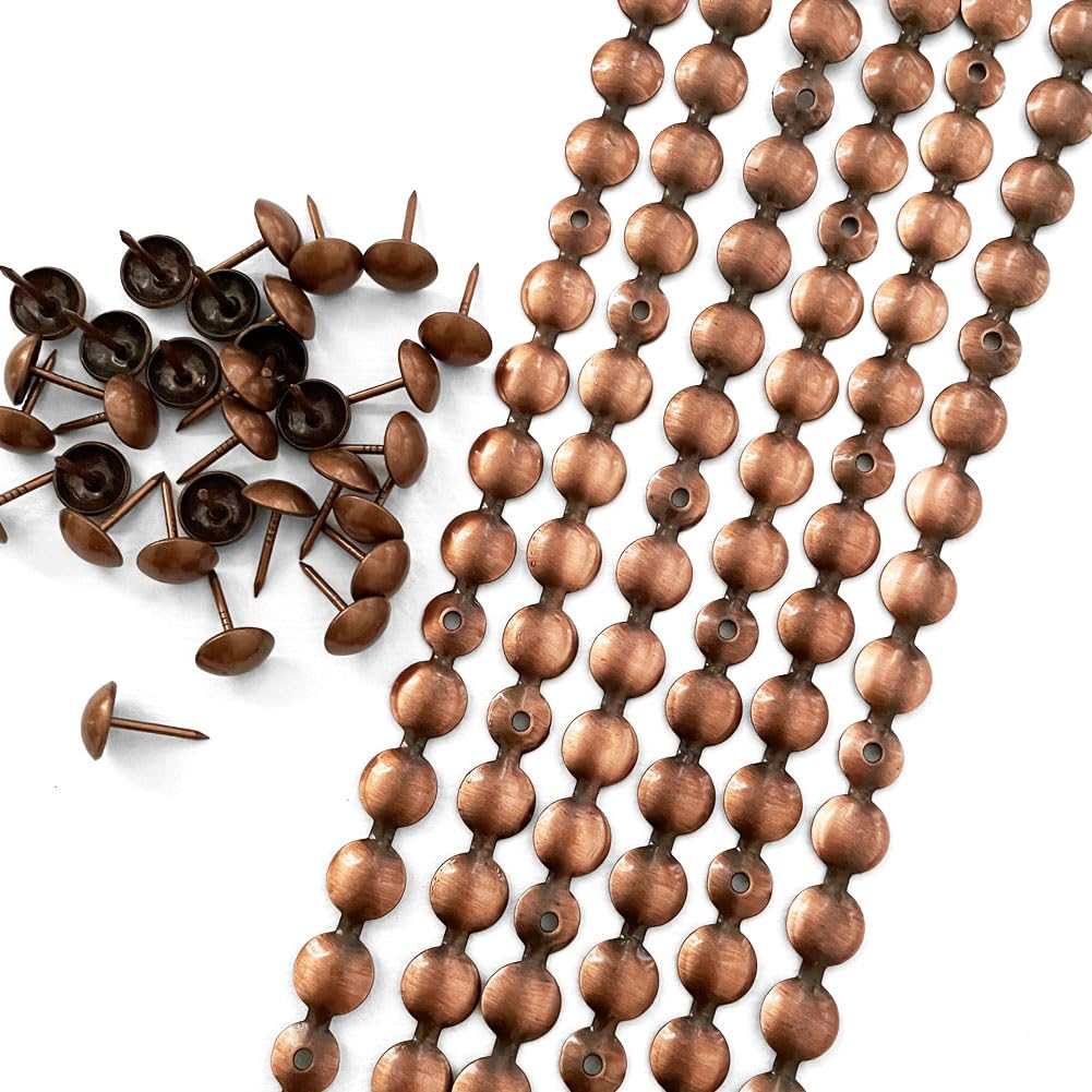 Let's Decorate 10Meters D11mm Upholstery Tacks Copper Color Sofa Nailhead Strips,Furniture Bench Sofa Tacks,Loosing Tacks Matched,DIY Furniture Accessory(O:11mm Copper)