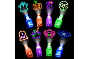 MALHAII Halloween Party Favors, 40 Finger Lights for Kids Halloween Goodie Bag Fillers Basket Pinata Stuffers Light Up Halloween Toys Bulk Party Favor bag Treats Non Candy Halloween Classroom Prizes Supplies