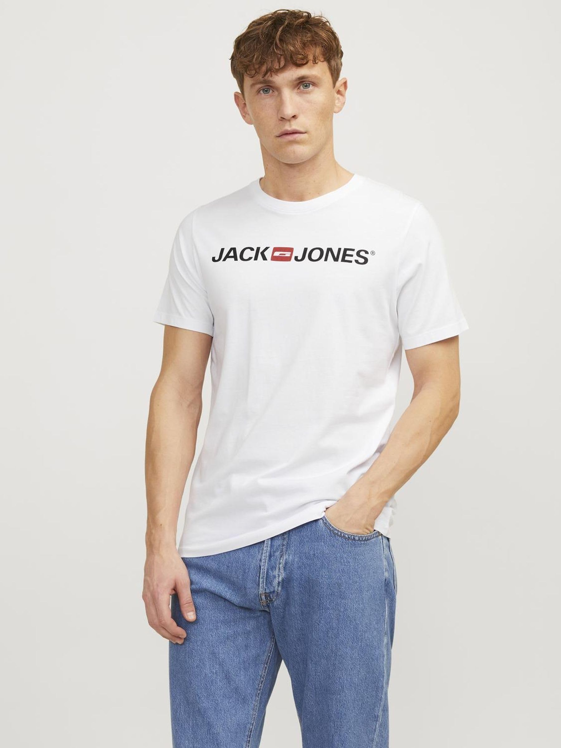 JACK & JONES Herren JJECORP Logo Tee SS Crew Neck 3PK MP T-Shirt, White/Pack:1Black 1Navy Blazer 1 White, L 2
