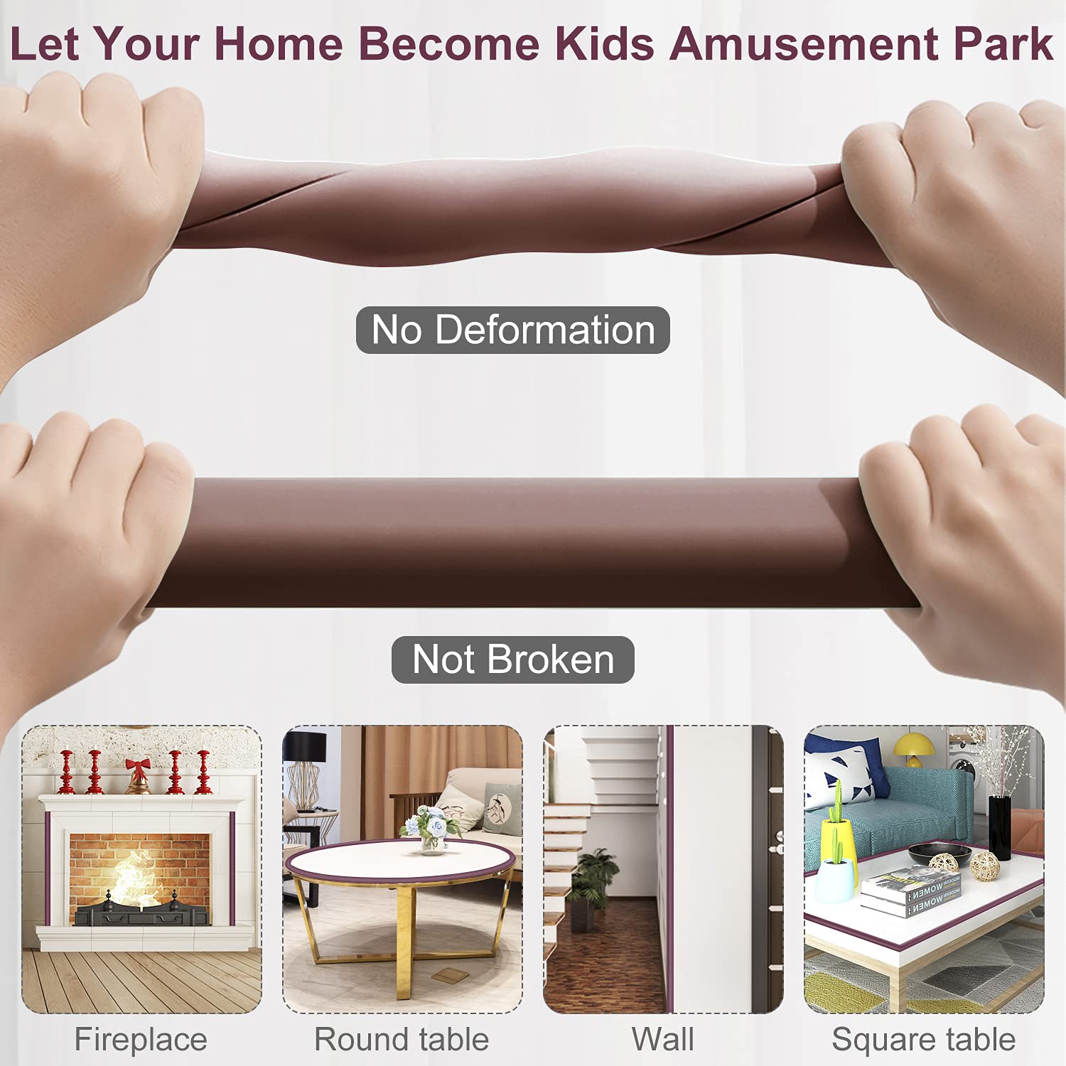 Baby Proofing Edge Corner Protector, 20.5 ft (18.1ft Edge + 8 Corners) Baby Proof Corner Guards ,Thick Table Bumper Guard, 3M Pre-Taped Corners, Soft Rubber Foam Guard Heavy-Duty…